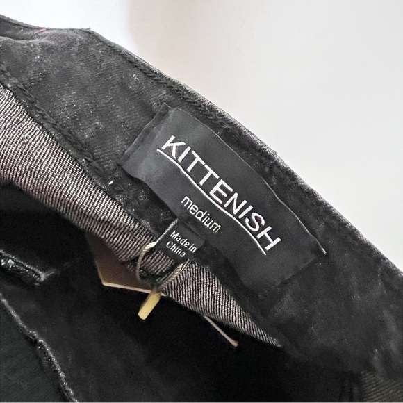 NWT Kittenish Black Denim High Rise Goth Jeans - Picture 3 of 6